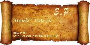 Simkó Patrik névjegykártya